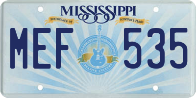 MS license plate MEF535