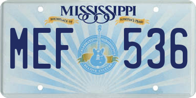 MS license plate MEF536