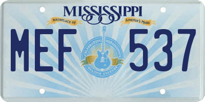 MS license plate MEF537