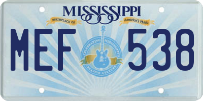 MS license plate MEF538
