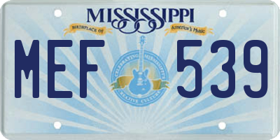 MS license plate MEF539
