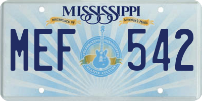 MS license plate MEF542