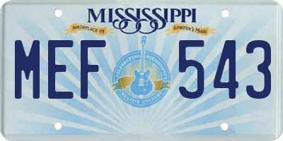 MS license plate MEF543