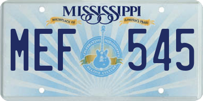 MS license plate MEF545