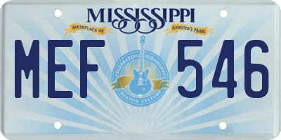 MS license plate MEF546