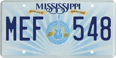 MS license plate MEF548