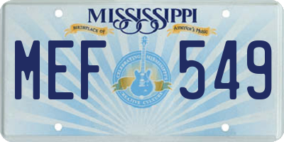 MS license plate MEF549