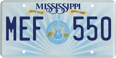 MS license plate MEF550