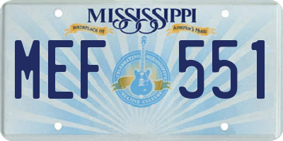 MS license plate MEF551