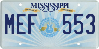 MS license plate MEF553