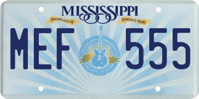 MS license plate MEF555