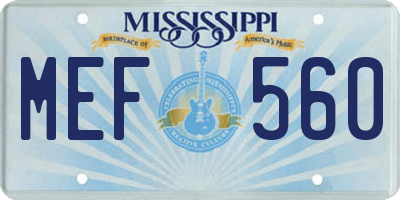 MS license plate MEF560