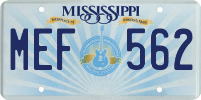 MS license plate MEF562
