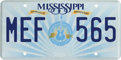 MS license plate MEF565