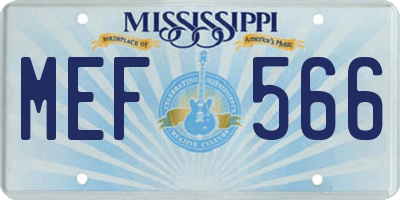 MS license plate MEF566