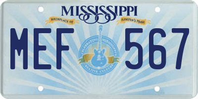 MS license plate MEF567