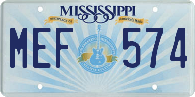 MS license plate MEF574