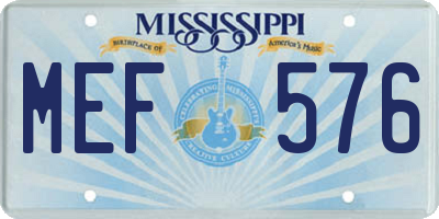 MS license plate MEF576