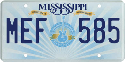 MS license plate MEF585
