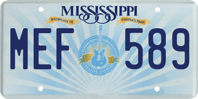 MS license plate MEF589