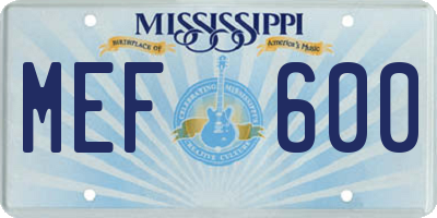 MS license plate MEF600