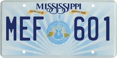 MS license plate MEF601