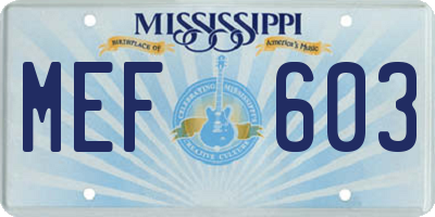 MS license plate MEF603