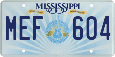 MS license plate MEF604