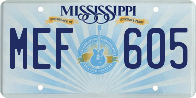 MS license plate MEF605