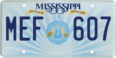 MS license plate MEF607