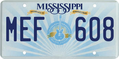 MS license plate MEF608