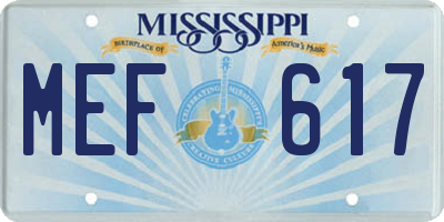 MS license plate MEF617