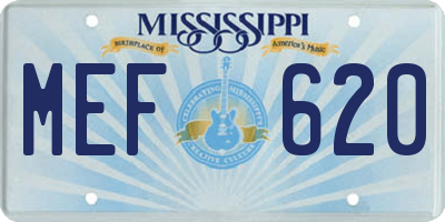 MS license plate MEF620