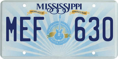 MS license plate MEF630