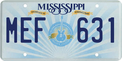MS license plate MEF631