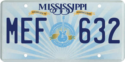 MS license plate MEF632