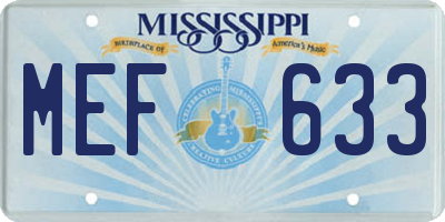 MS license plate MEF633