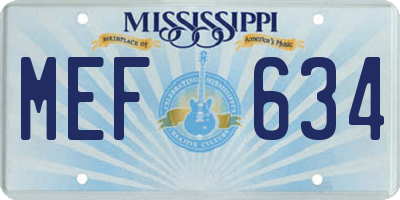 MS license plate MEF634