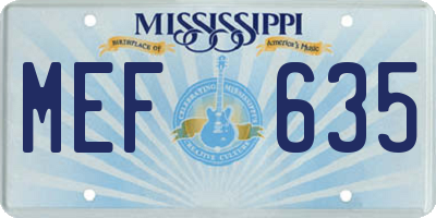 MS license plate MEF635