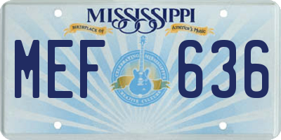 MS license plate MEF636