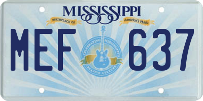 MS license plate MEF637