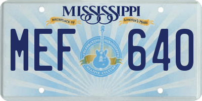 MS license plate MEF640