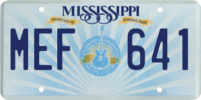 MS license plate MEF641