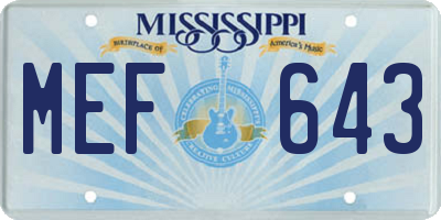 MS license plate MEF643