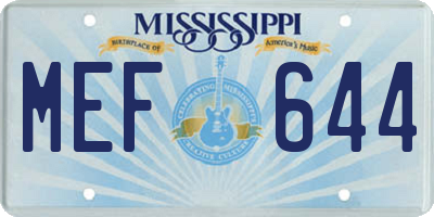 MS license plate MEF644