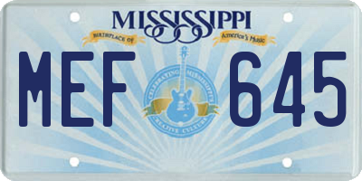 MS license plate MEF645