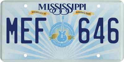 MS license plate MEF646