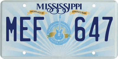 MS license plate MEF647