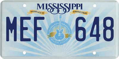 MS license plate MEF648