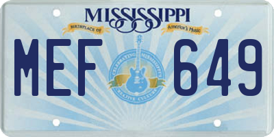 MS license plate MEF649